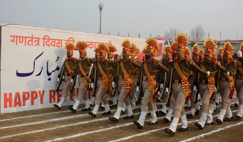 Full dress rehearsal for the upcoming Republic Day parade at Bakshi stadium in Srinagar 6